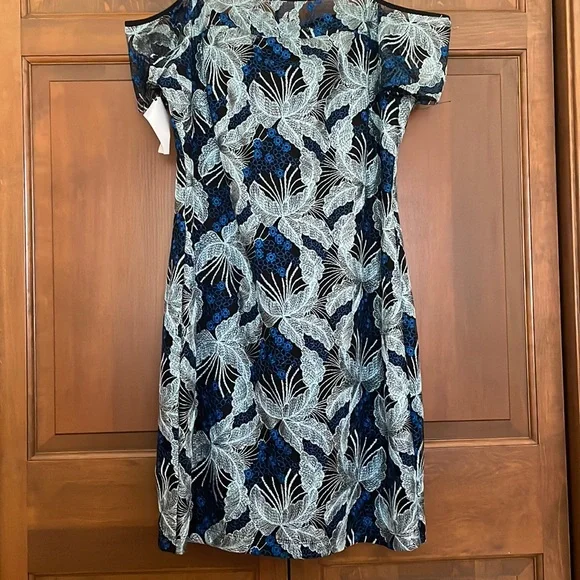 Guess | Dresses | Beautiful Black And Blue Off The Shoulder Dress | Poshmark